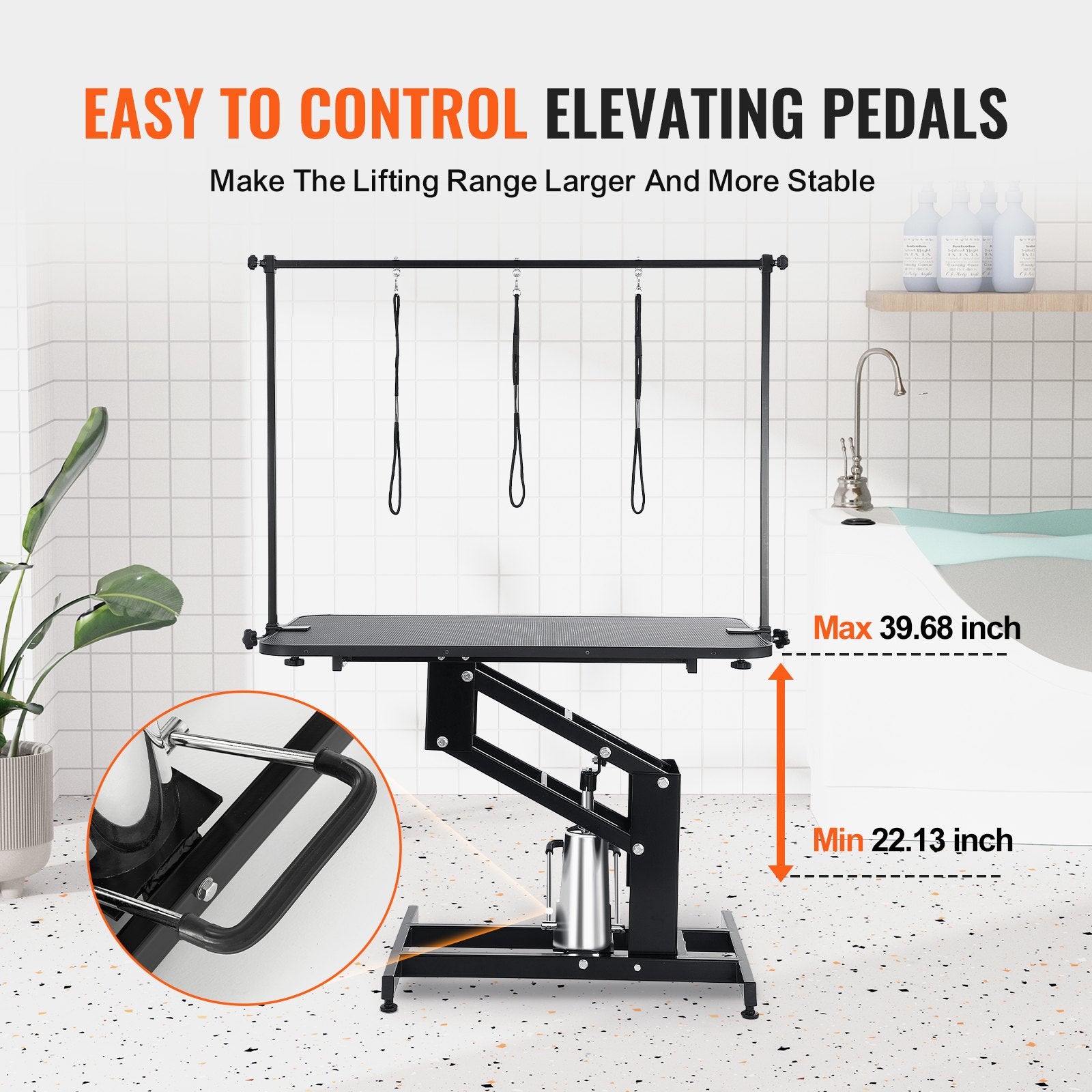 109cm Hydraulic Pet Grooming Table, Heavy Duty Dog Grooming Arm for Medium/ Small Dogs, Height Adjustable Dog V952-YYSJMRZ43INC3V0M1V0