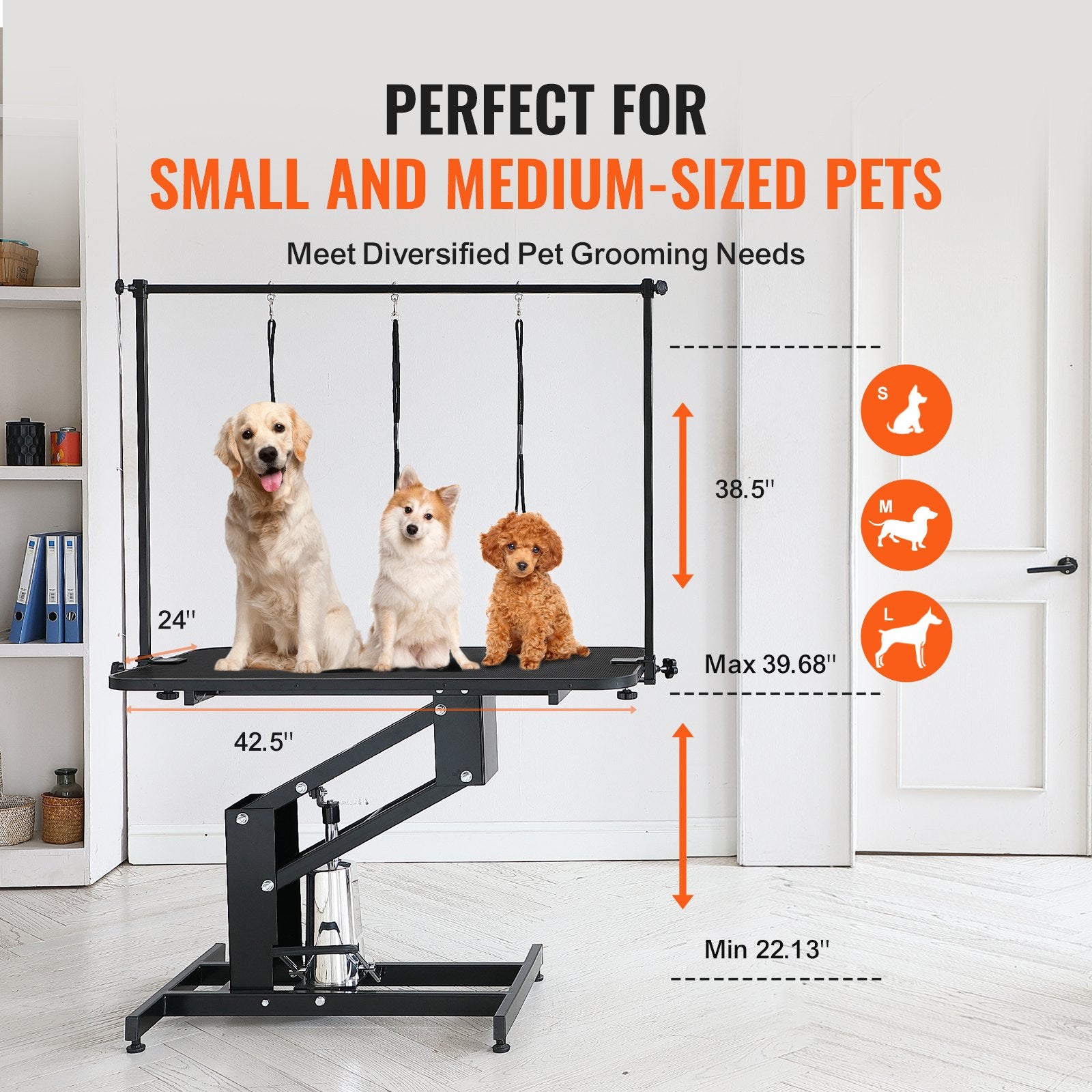 109cm Hydraulic Pet Grooming Table, Heavy Duty Dog Grooming Arm for Medium/ Small Dogs, Height Adjustable Dog V952-YYSJMRZ43INC3V0M1V0