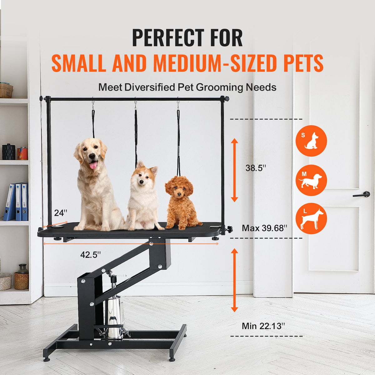 109cm Hydraulic Pet Grooming Table, Heavy Duty Dog Grooming Arm for Medium/ Small Dogs, Height Adjustable Dog V952-YYSJMRZ43INC3V0M1V0