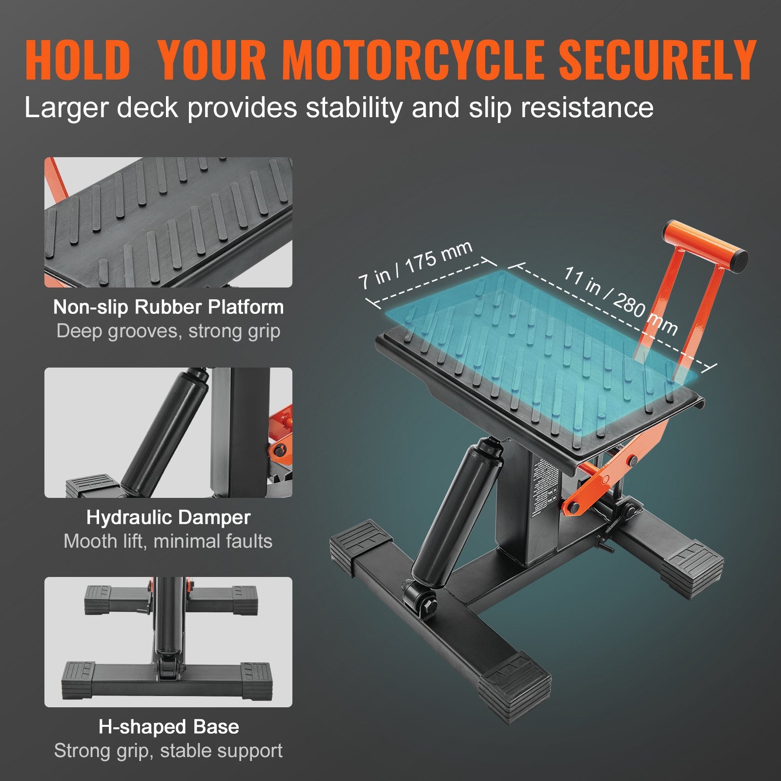 Dirt Bike Lift Stand, Motorcycle Jack Lift Stand 440 lbs Capacity and Hydraulic Lift Operation, Adjustable V952-YYSJZJCJH440LGJQLV0