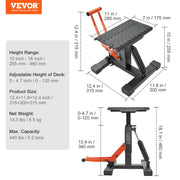 Dirt Bike Lift Stand, Motorcycle Jack Lift Stand 440 lbs Capacity and Hydraulic Lift Operation, Adjustable V952-YYSJZJCJH440LGJQLV0