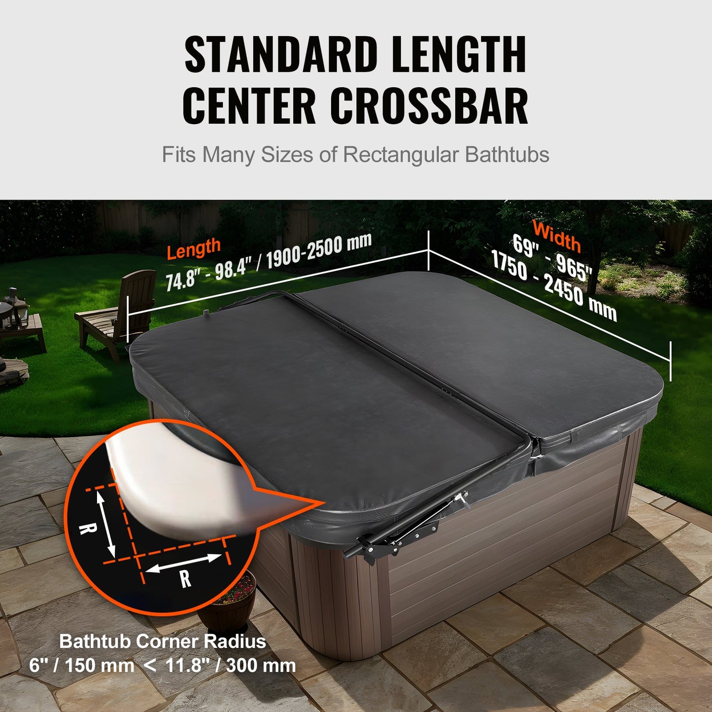 Hot Tub Cover Lift, Spa Cover Lift, Hydraulic, Width 175.26cm - 254.11cm Adjustable, Installed on Both Sides V952-YYSLCDB00000TDEQYV0