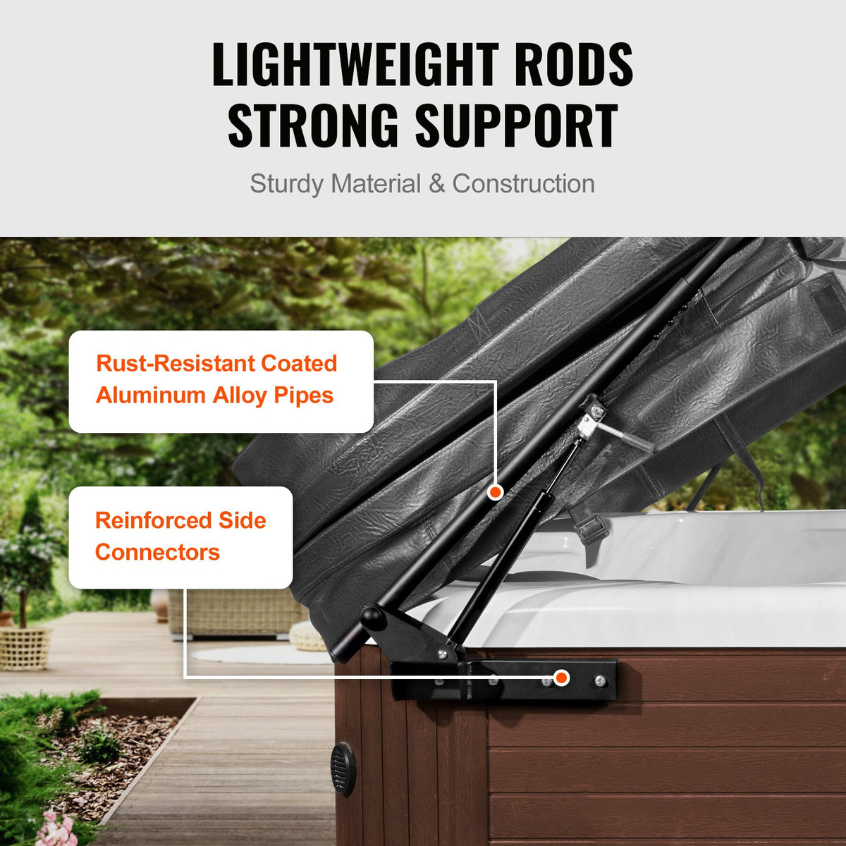 Hot Tub Cover Lift, Spa Cover Lift, Hydraulic, Width 175.26cm - 254.11cm Adjustable, Installed on Both Sides V952-YYSLCDB00000TDEQYV0