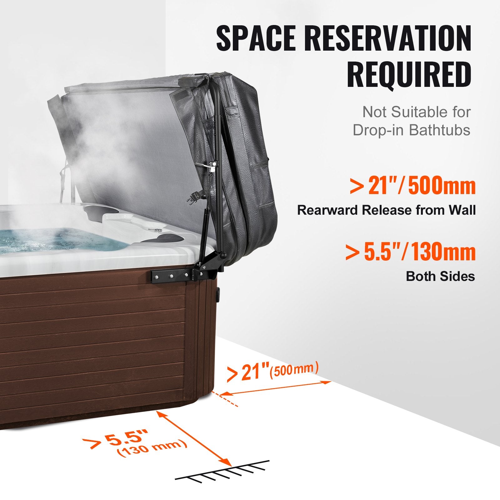 Hot Tub Cover Lift, Spa Cover Lift, Hydraulic, Width 175.26cm - 254.11cm Adjustable, Installed on Both Sides V952-YYSLCDB00000TDEQYV0