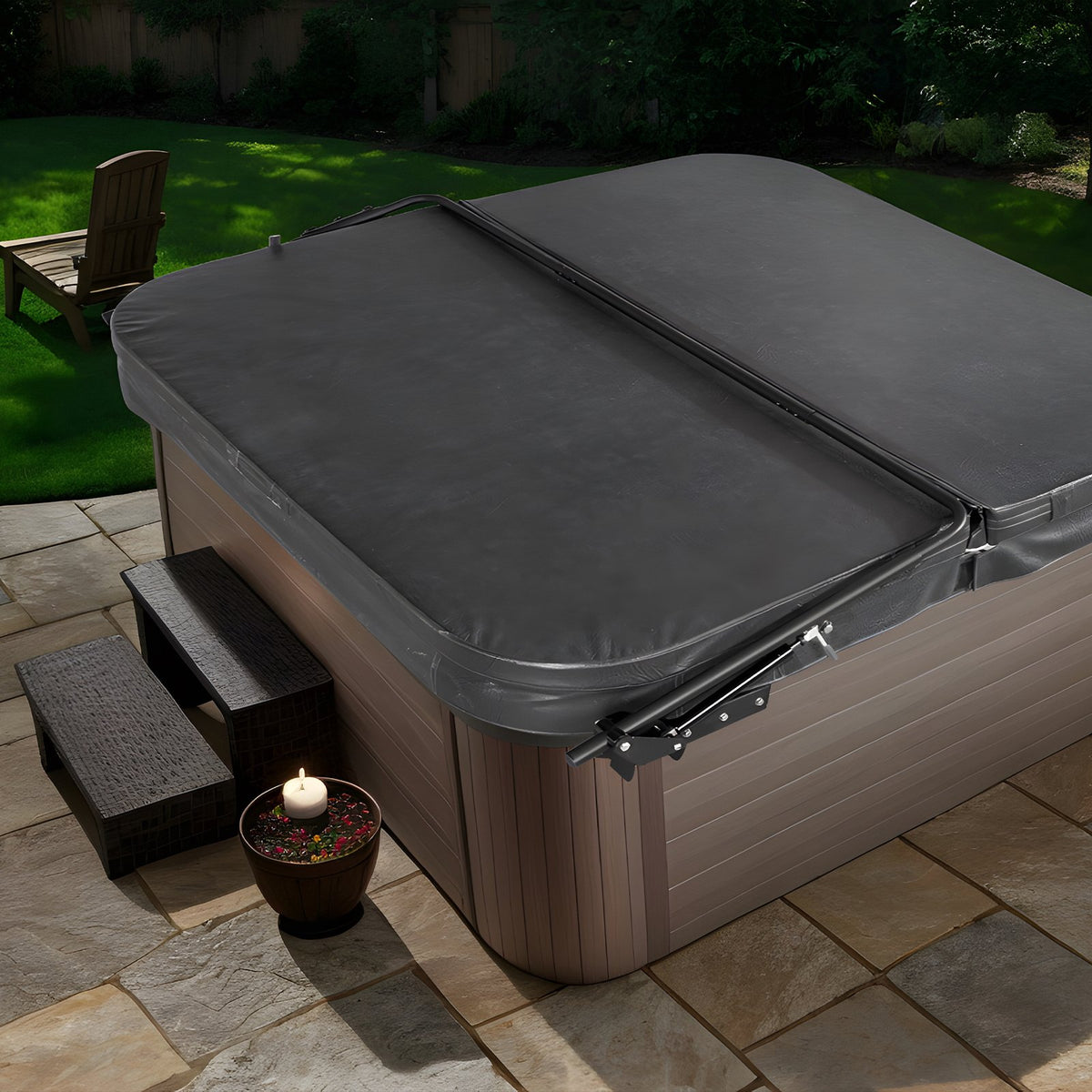 Hot Tub Cover Lift, Spa Cover Lift, Hydraulic, Width 175.26cm - 254.11cm Adjustable, Installed on Both Sides V952-YYSLCDB00000TDEQYV0