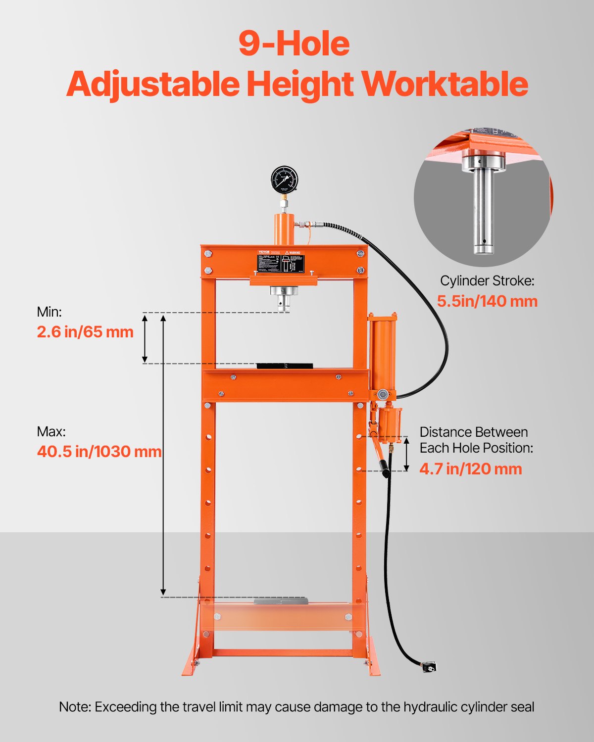 20 T Hydraulic Shop Press Hydraulic Press with Press Plate for Bending V952-YYYBSQCJYLJL2MQ89V0