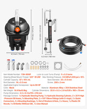 Hydraulic Steering Kit, 90 HP, Marine Boat Hydraulic Steering System, with 6.9 MPa/1000 psi Helm Pump, V952-YYZXXTTJ90HPDLO3P001V0