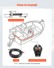 Hydraulic Steering Kit, 90 HP, Hydraulic Steering Helm Pump & Cylinder, with 6.9 MPa/1000 psi Max Working V952-YYZXXTTJ90HPIVK97001V0