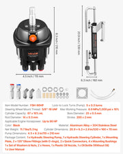 Hydraulic Steering Kit, 90 HP, Hydraulic Steering Helm Pump & Cylinder, with 6.9 MPa/1000 psi Max Working V952-YYZXXTTJ90HPIVK97001V0