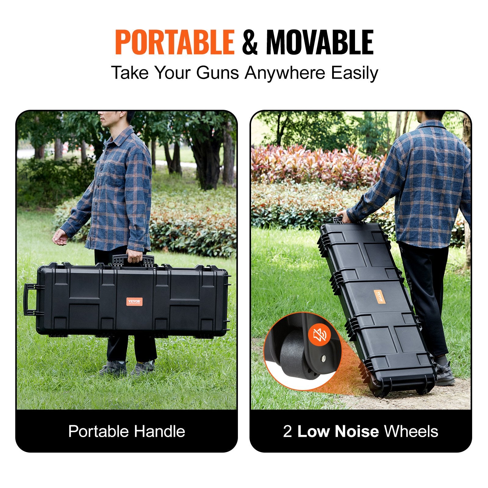 Rifle Case, Rifle Hard Case with 3 Layers Fully-protective Foams, 42 inch lockable Hard Gun Case with Wheels, V952-YZBQH42INS00XOQXYV0