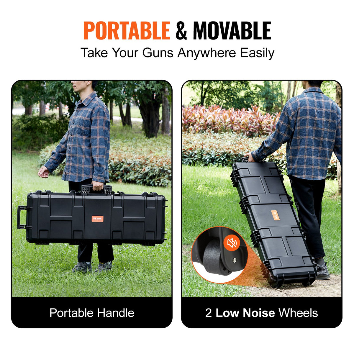 Rifle Case, Rifle Hard Case with 3 Layers Fully-protective Foams, 42 inch lockable Hard Gun Case with Wheels, V952-YZBQH42INS00XOQXYV0