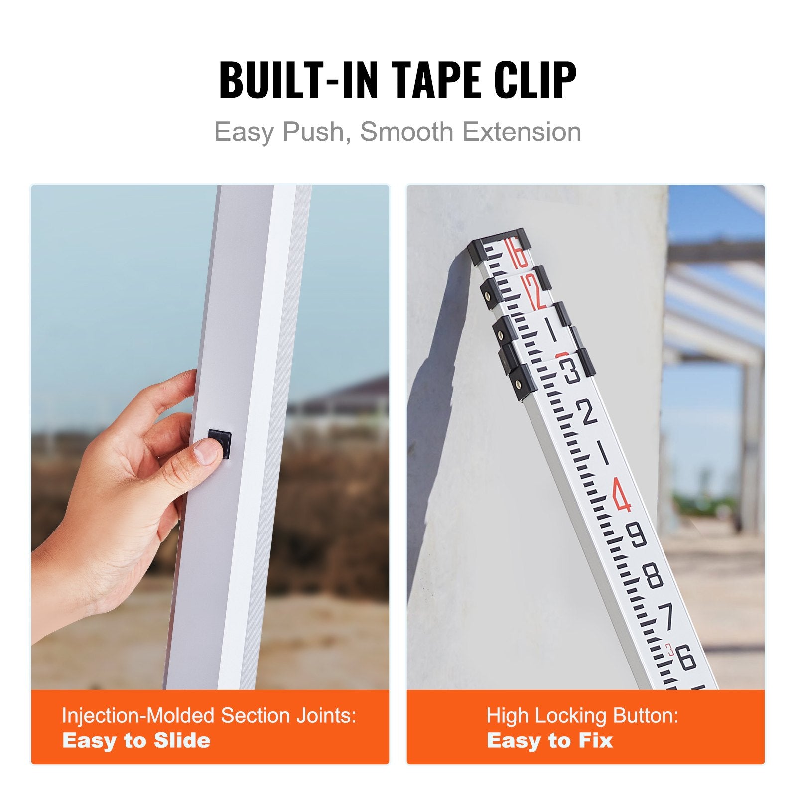 Measuring Rod 16-Feet/8ths 4 Sections Telescopic Grade Rod 1/8in w/ Bag V952-YZCLG16YCFEEEFB0YV0