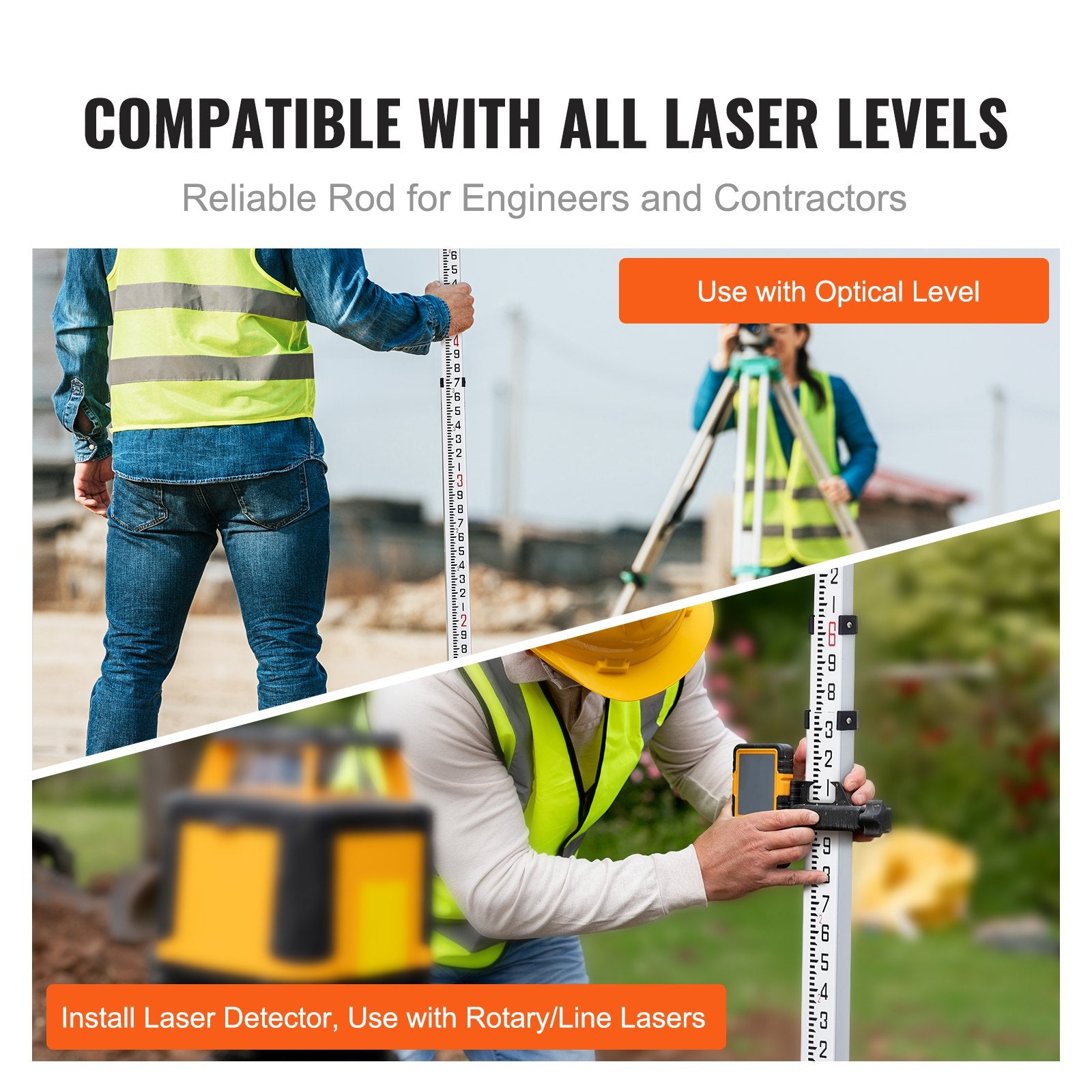 Measuring Rod 16-Feet/8ths 4 Sections Telescopic Grade Rod 1/8in w/ Bag V952-YZCLG16YCFEEEFB0YV0