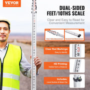 Aluminum Grade Rod, 18-Feet/10ths 6 Sections Telescopic Measuring Rod,Double-Sided Scale 1/10ft Leveling Rod V952-YZCLG18YCFEEKTCTHV0