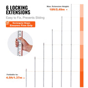 Aluminum Grade Rod, 18-Feet/10ths 6 Sections Telescopic Measuring Rod,Double-Sided Scale 1/10ft Leveling Rod V952-YZCLG18YCFEEKTCTHV0