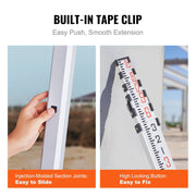 Aluminum Grade Rod, 18-Feet/10ths 6 Sections Telescopic Measuring Rod,Double-Sided Scale 1/10ft Leveling Rod V952-YZCLG18YCFEEKTCTHV0