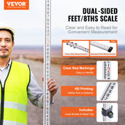 Aluminum Grade Rod, 9-Feet/8ths 3 Sections Telescopic Measuring Rod, Double-Sided Scale 1/8in Leveling Rod V952-YZCLG9YCFEETZ18PHV0