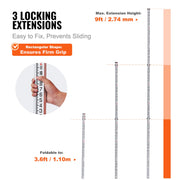 Aluminum Grade Rod, 9-Feet/8ths 3 Sections Telescopic Measuring Rod, Double-Sided Scale 1/8in Leveling Rod V952-YZCLG9YCFEETZ18PHV0
