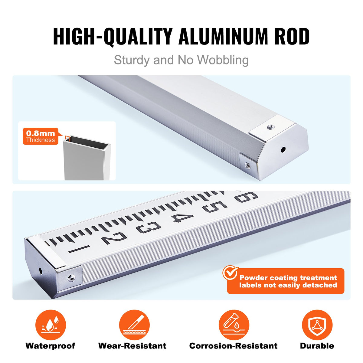 Aluminum Grade Rod, 9-Feet/8ths 3 Sections Telescopic Measuring Rod, Double-Sided Scale 1/8in Leveling Rod V952-YZCLG9YCFEETZ18PHV0