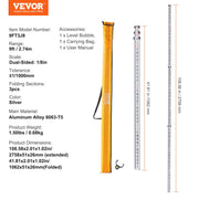 Aluminum Grade Rod, 9-Feet/8ths 3 Sections Telescopic Measuring Rod, Double-Sided Scale 1/8in Leveling Rod V952-YZCLG9YCFEETZ18PHV0