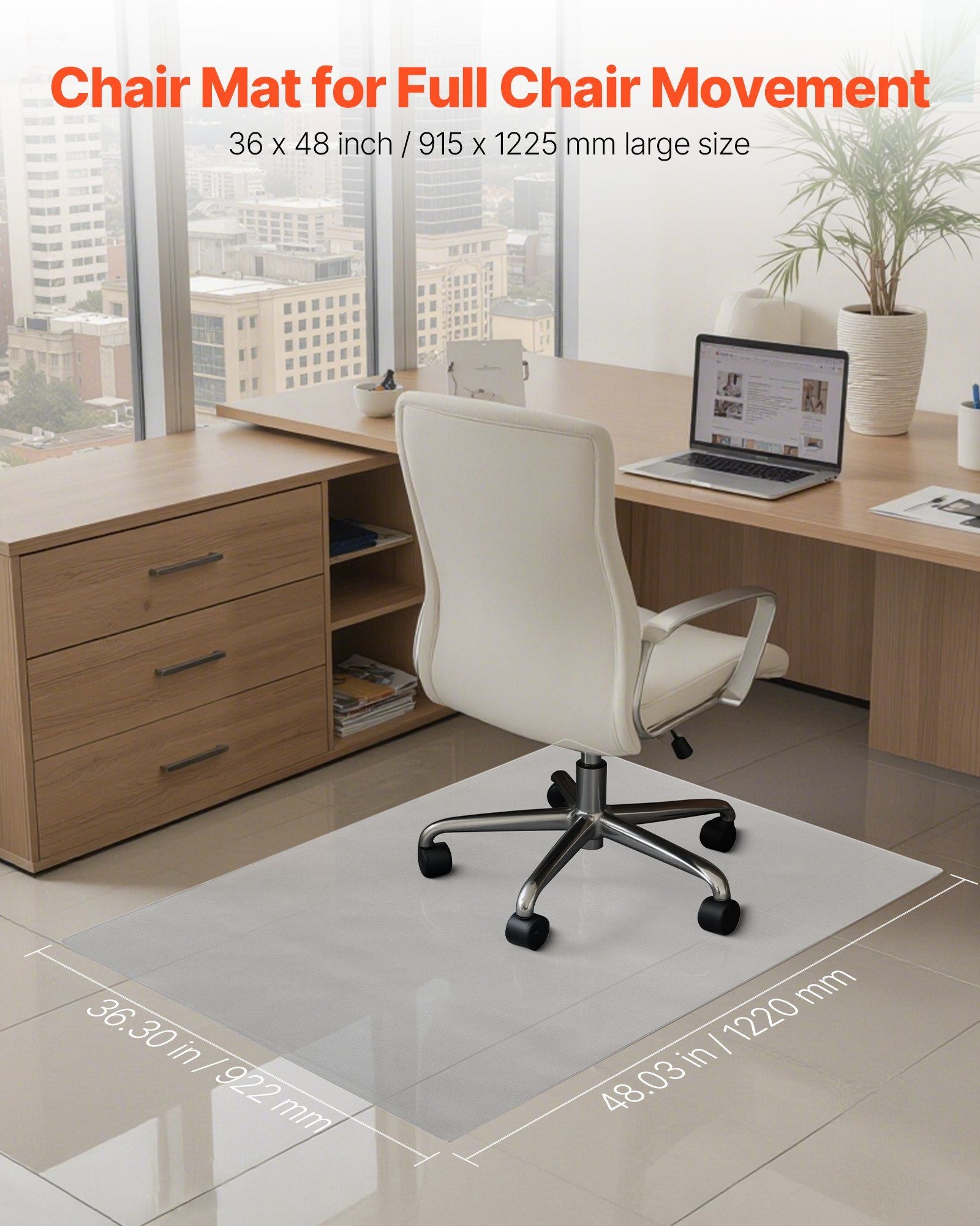Chair Mat, 915 x 1225 mm Transparent Office Chair Mat for Hard Floors, Floor Protector for Rolling Chairs, V952-YZDDYDBYDJX33PQAO001V0