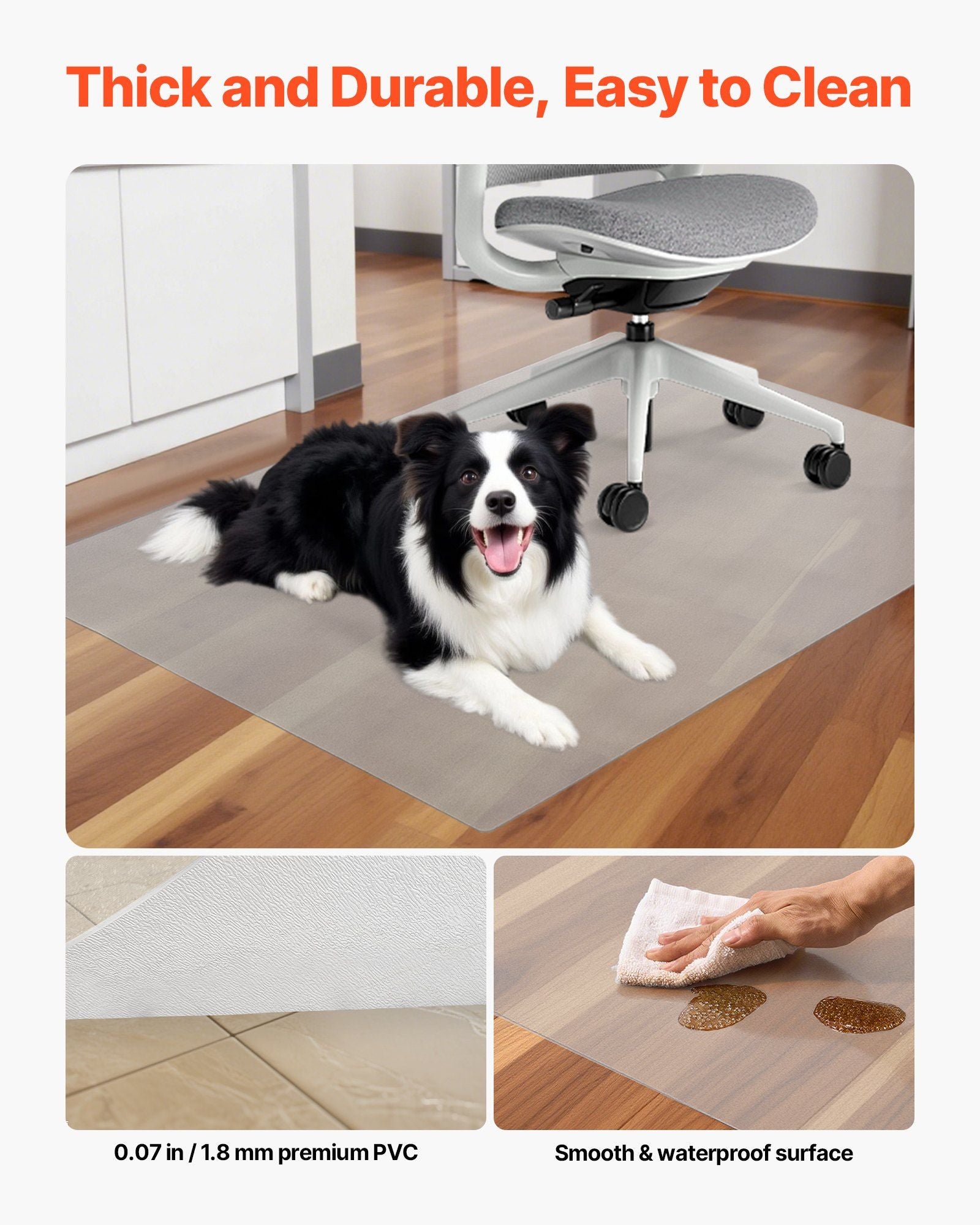 Chair Mat, 915 x 1225 mm Transparent Office Chair Mat for Hard Floors, Floor Protector for Rolling Chairs, V952-YZDDYDBYDJX33PQAO001V0