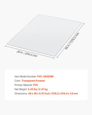 Chair Mat, 915 x 1225 mm Transparent Office Chair Mat for Hard Floors, Floor Protector for Rolling Chairs, V952-YZDDYDBYDJX33PQAO001V0