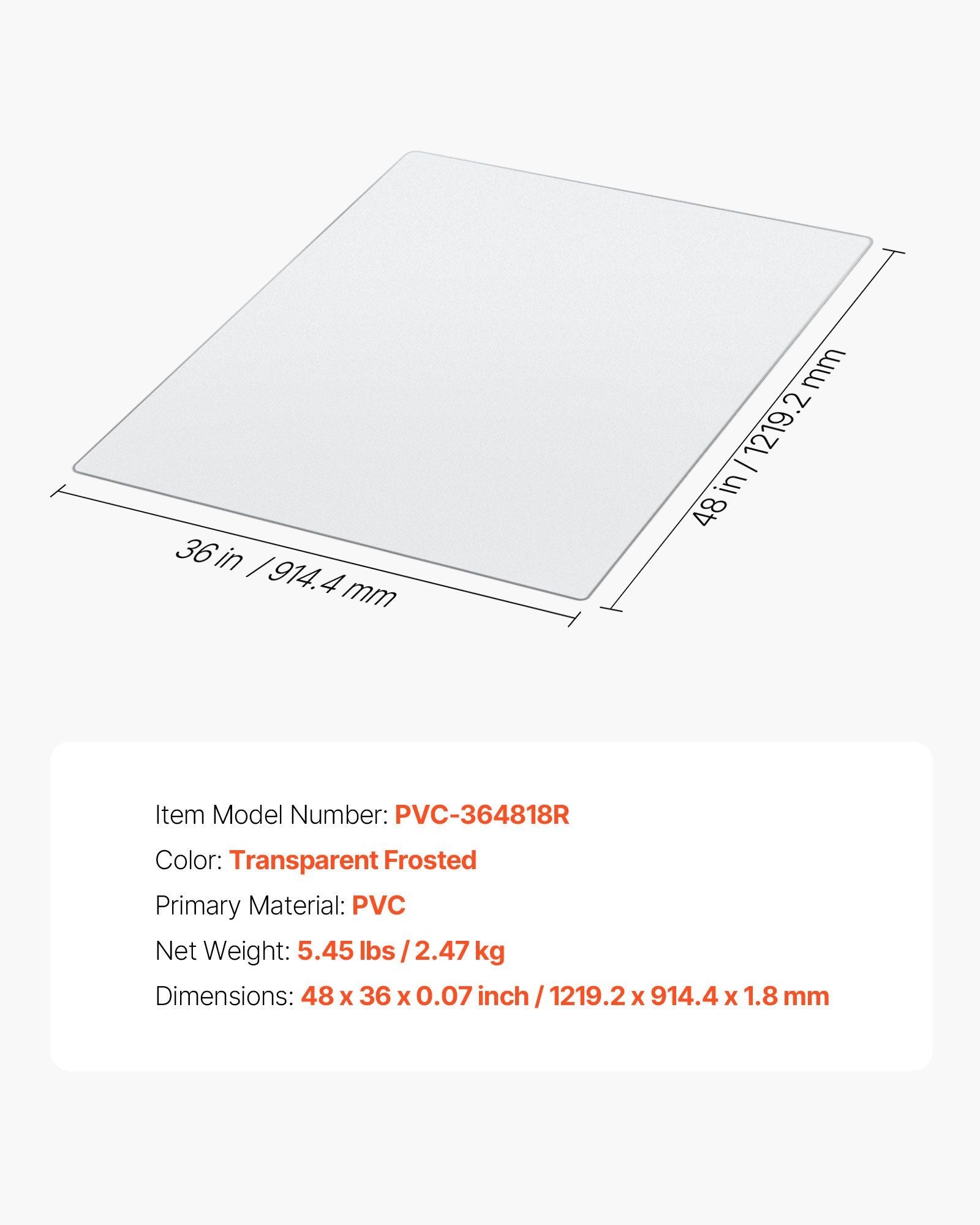 Chair Mat, 915 x 1225 mm Transparent Office Chair Mat for Hard Floors, Floor Protector for Rolling Chairs, V952-YZDDYDBYDJX33PQAO001V0