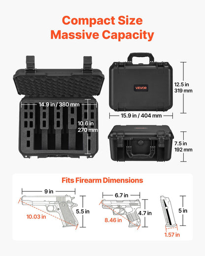 Hard Pistol Case, Heavy Duty Hard Gun Case with XPE Foam Lining, Waterproof Pistol Storage Box with V952-YZSQH1391286IRBBY001V0