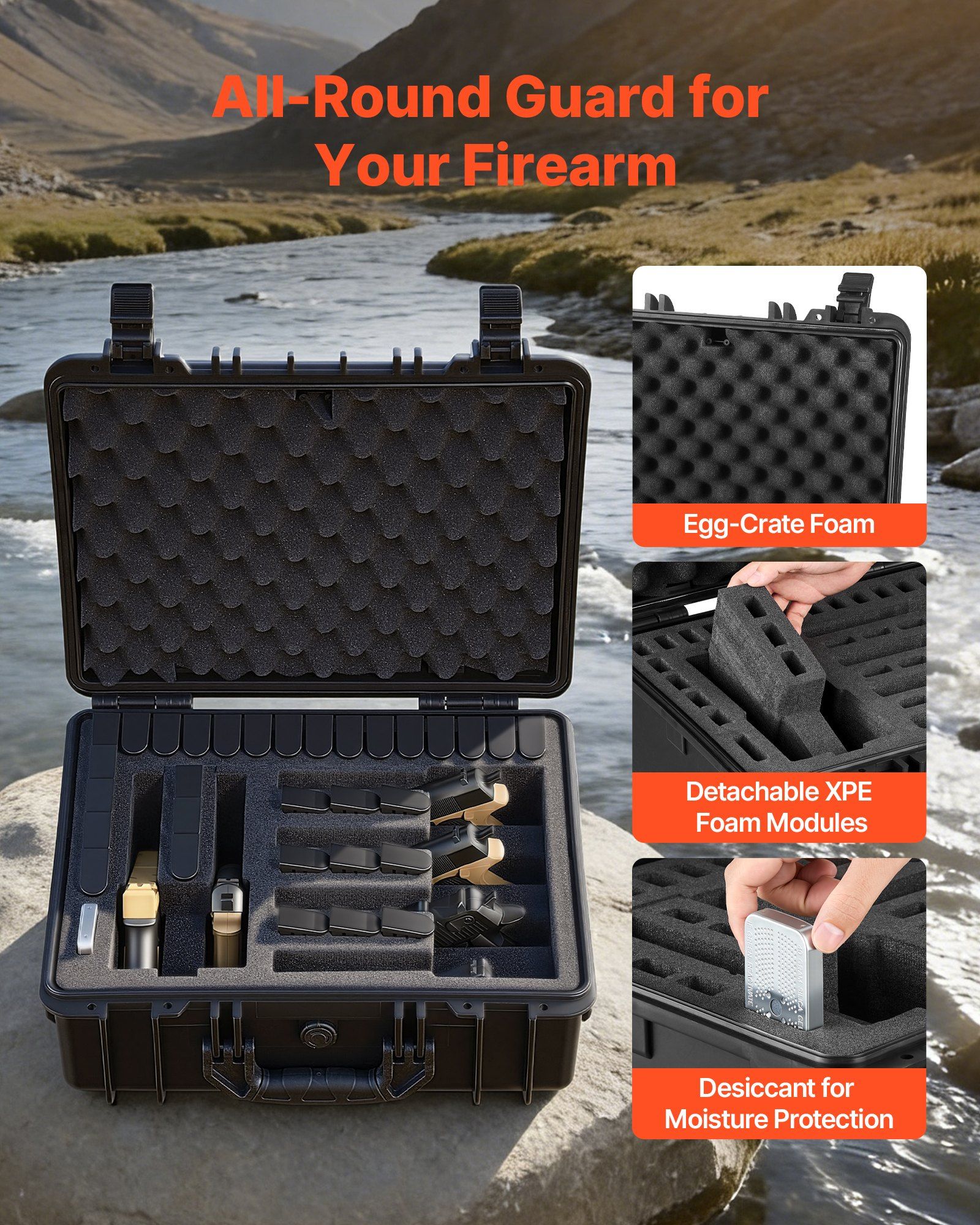 Hard Pistol Case, Heavy Duty Hard Gun Case with XPE Foam Interior, Waterproof Pistol Storage Box with V952-YZSQH1891638H0SQD001V0