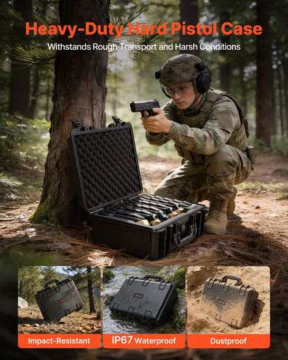 Hard Pistol Case, Heavy Duty Hard Gun Case with XPE Foam Lining, Waterproof Pistol Storage Box with V952-YZSQH1891638KE5MK001V0