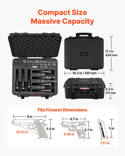 Hard Pistol Case, Heavy Duty Hard Gun Case with XPE Foam Lining, Waterproof Pistol Storage Box with V952-YZSQH19317184PR3I001V0