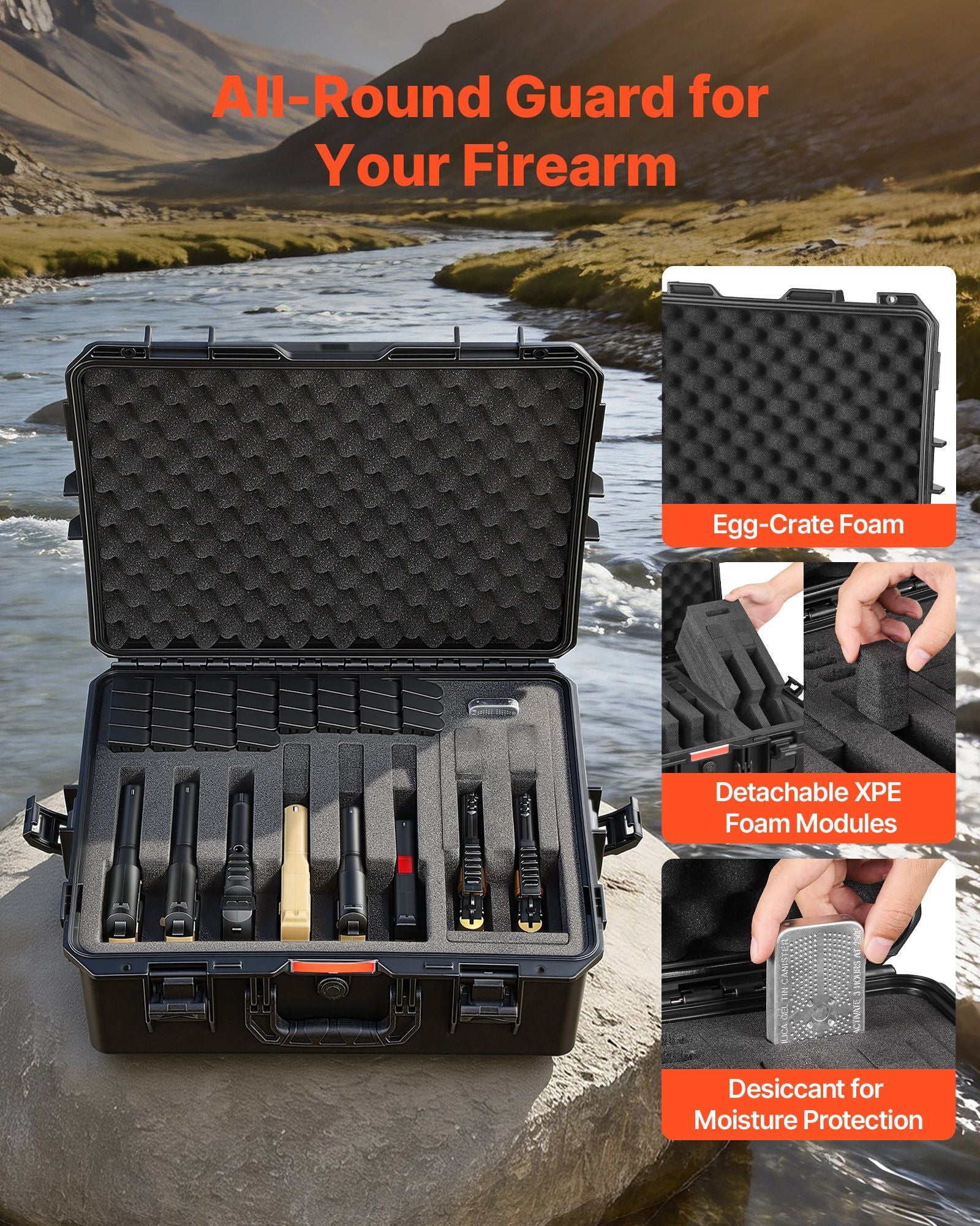 Hard Pistol Case, Heavy Duty Hard Gun Case with XPE Foam Lining, Waterproof Pistol Storage Box with V952-YZSQH2061678GM5RB001V0