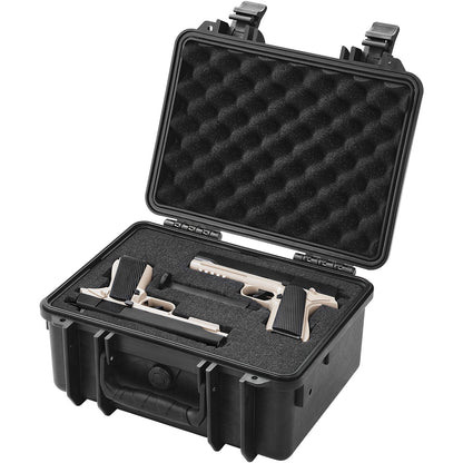 Hard Pistol Cases with Pre-cut PU Foam, Waterproof & Dustproof Hard Gun Case for 2 Pistol, 14.1x11.5x7.6 in V952-YZSQHRN2ZQ14YDCRRV0