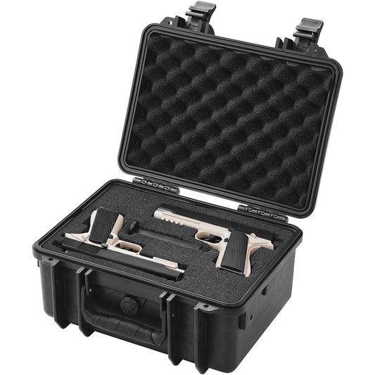 Hard Pistol Cases with Pre-cut PU Foam, Waterproof & Dustproof Hard Gun Case for 2 Pistol, 14.1x11.5x7.6 in V952-YZSQHRN2ZQ14YDCRRV0