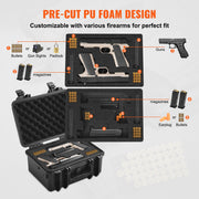 Hard Pistol Cases with Pre-cut PU Foam, Waterproof & Dustproof Hard Gun Case for 2 Pistol, 14.1x11.5x7.6 in V952-YZSQHRN2ZQ14YDCRRV0
