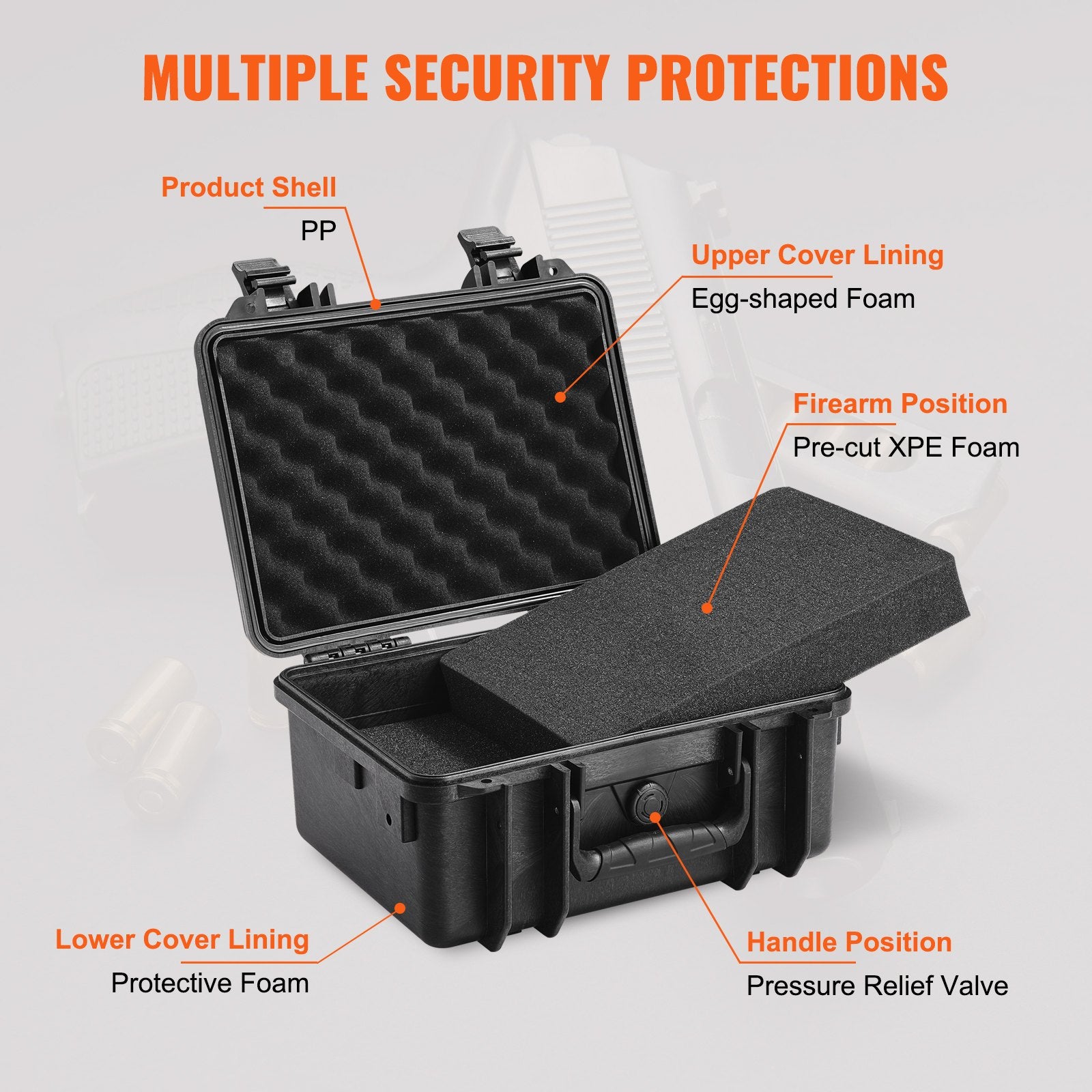 Hard Pistol Cases with Pre-cut PU Foam, Waterproof & Dustproof Hard Gun Case for 2 Pistol, 14.1x11.5x7.6 in V952-YZSQHRN2ZQ14YDCRRV0