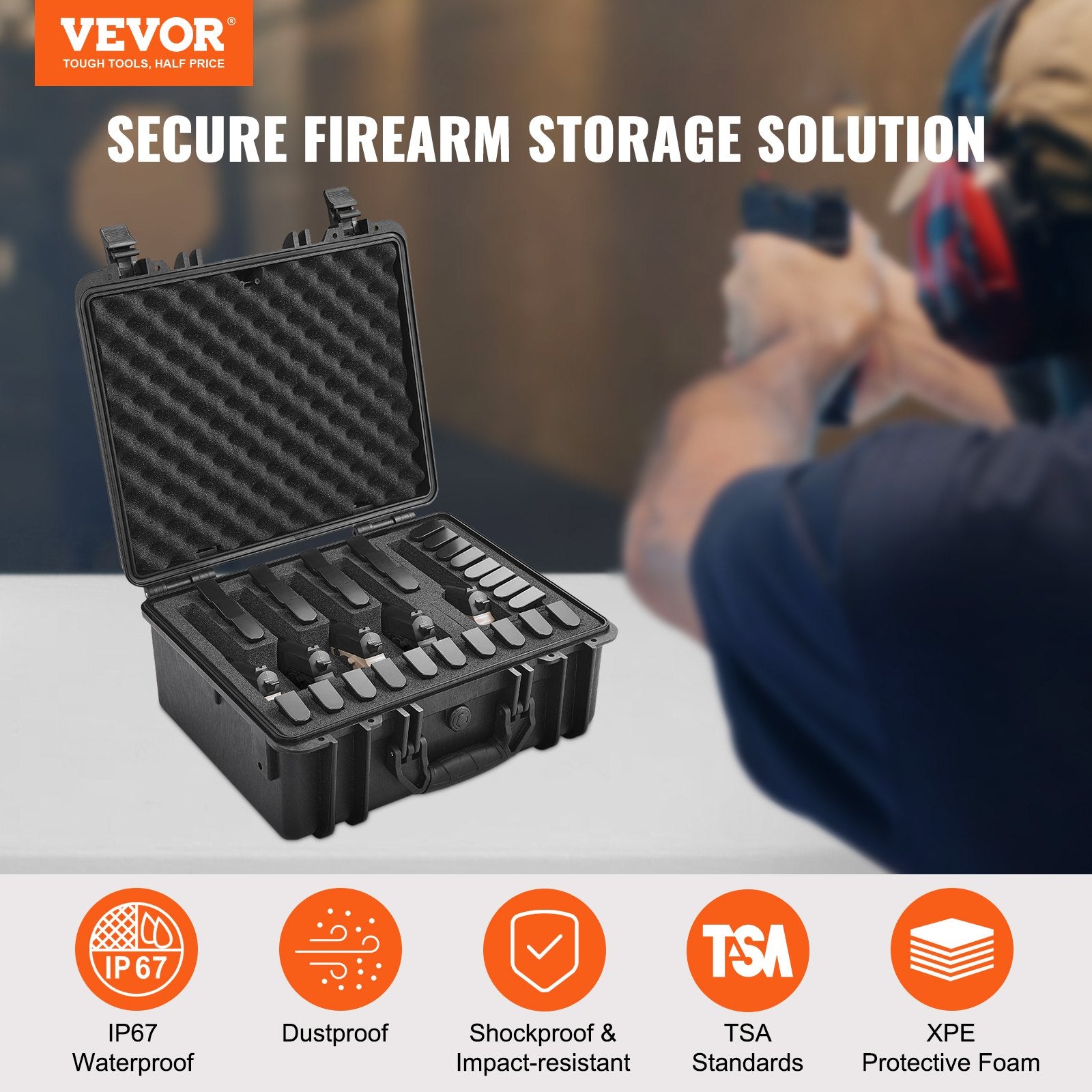 Hard Pistol Cases with Pre-cut Lining Lockable Pistol Case for 5 Pistol V952-YZSQHRN5ZQ18C7TE3V0