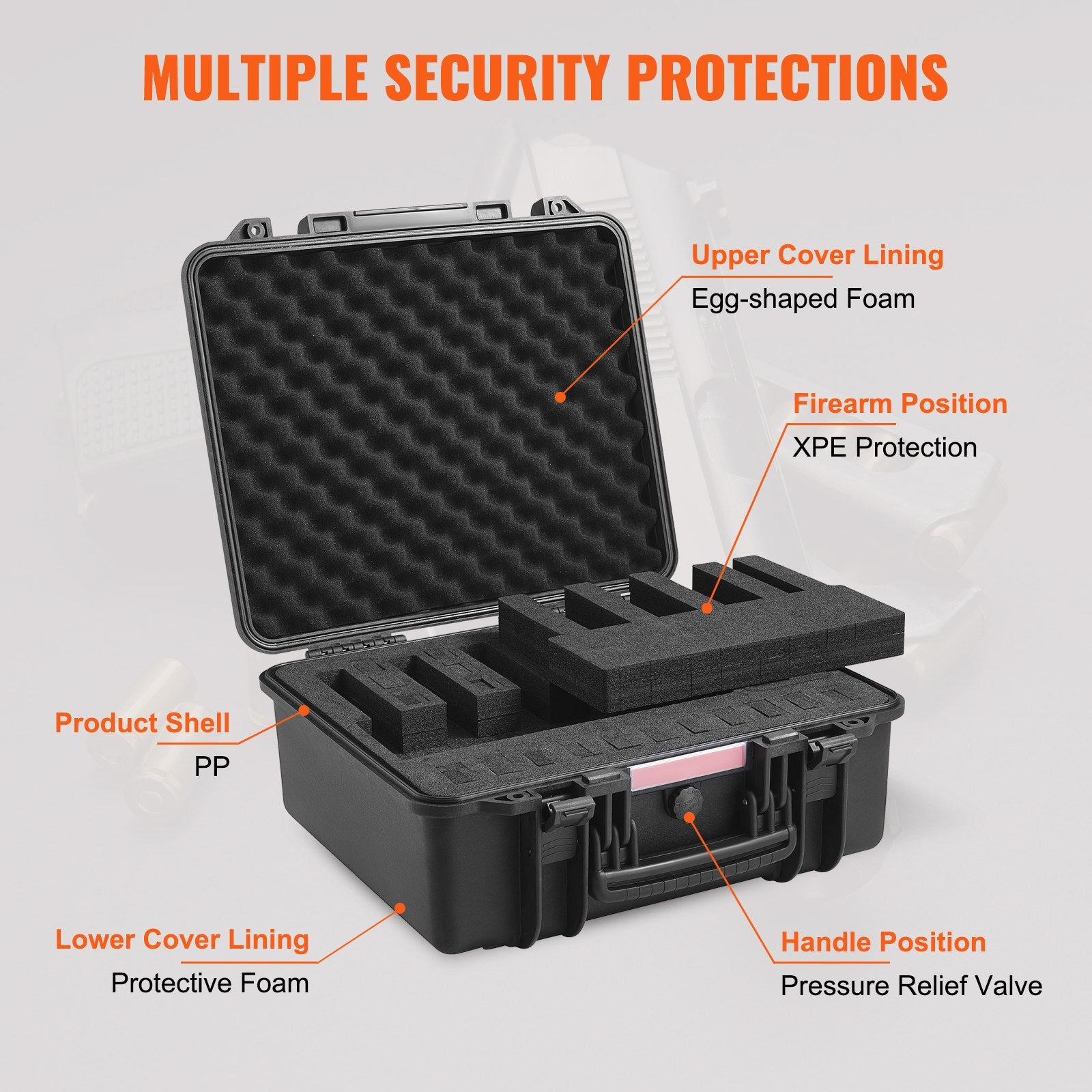 Hard Pistol Cases with Pre-cut Lining Lockable Pistol Case for 6 Pistol V952-YZSQHRN6ZQ19VFKE2V0