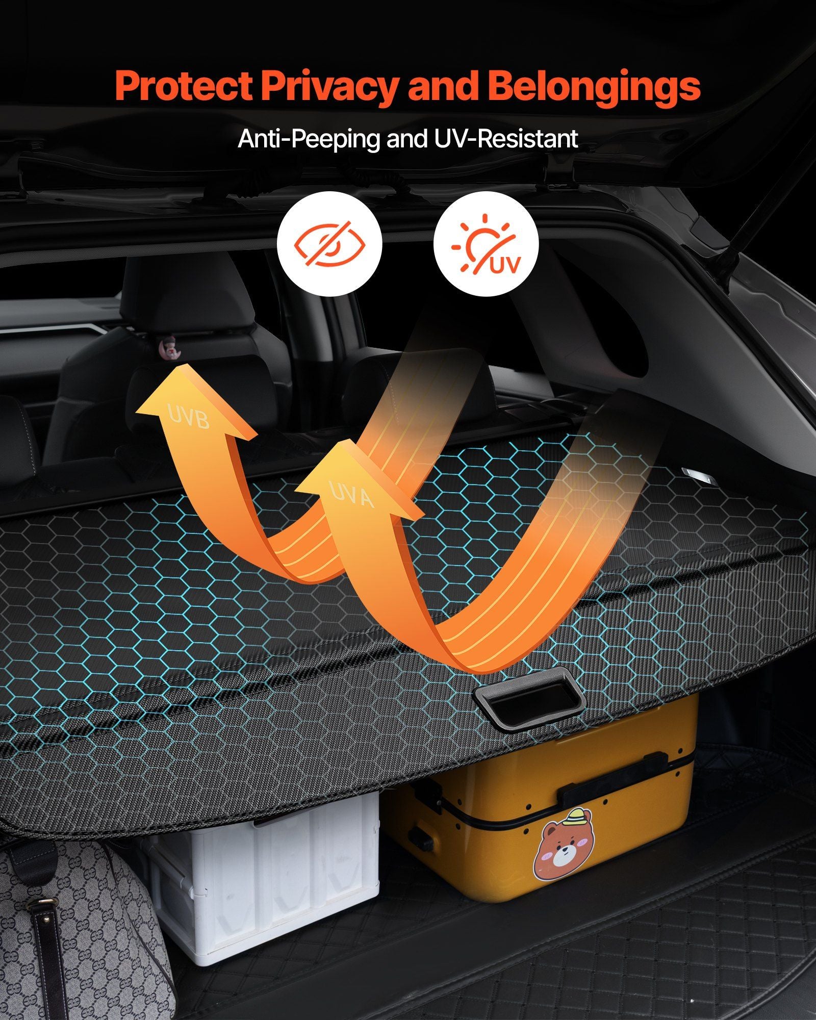Retractable Cargo Cover, Carbon Fiber Texture Trunk Cover, Anti-Peeping Luggage Privacy Shield, Seamless V952-YZWJXSSSHCGYPZ9SD001V0