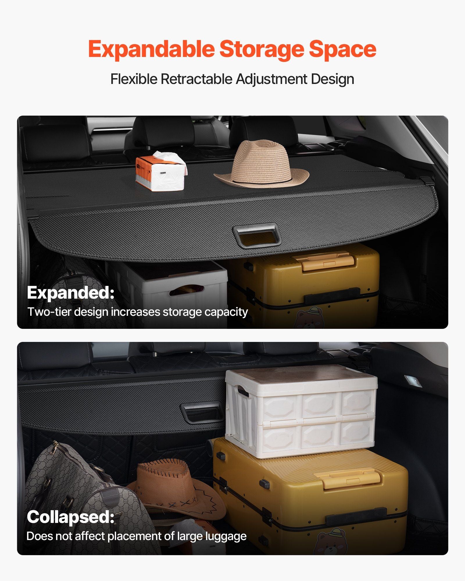 Retractable Cargo Cover, Carbon Fiber Texture Trunk Cover, Anti-Peeping Luggage Privacy Shield, Seamless V952-YZWJXSSSHCGYPZ9SD001V0