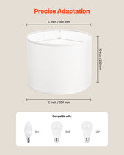 Drum Lamp Shade 2 Set, 33 cm Top x 33 cm Bottom x 25 cm High, Medium Drum Linen Lampshade, Replacement Lamp V952-YZXDZ1310INC63YT7001V0
