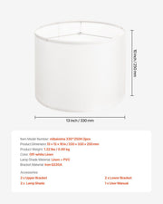 Drum Lamp Shade 2 Set, 33 cm Top x 33 cm Bottom x 25 cm High, Medium Drum Linen Lampshade, Replacement Lamp V952-YZXDZ1310INC63YT7001V0