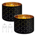 Drum Lamp Shade 2 Set, 33 cm Top x 33 cm Bottom x 25 cm High, Medium Drum Lampshade with Harp, Replacement V952-YZXDZ1310INCEFZ2R001V0