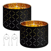 Drum Lamp Shade 2 Set, 33 cm Top x 33 cm Bottom x 25 cm High, Medium Drum Lampshade with Harp, Replacement V952-YZXDZ1310INCEFZ2R001V0