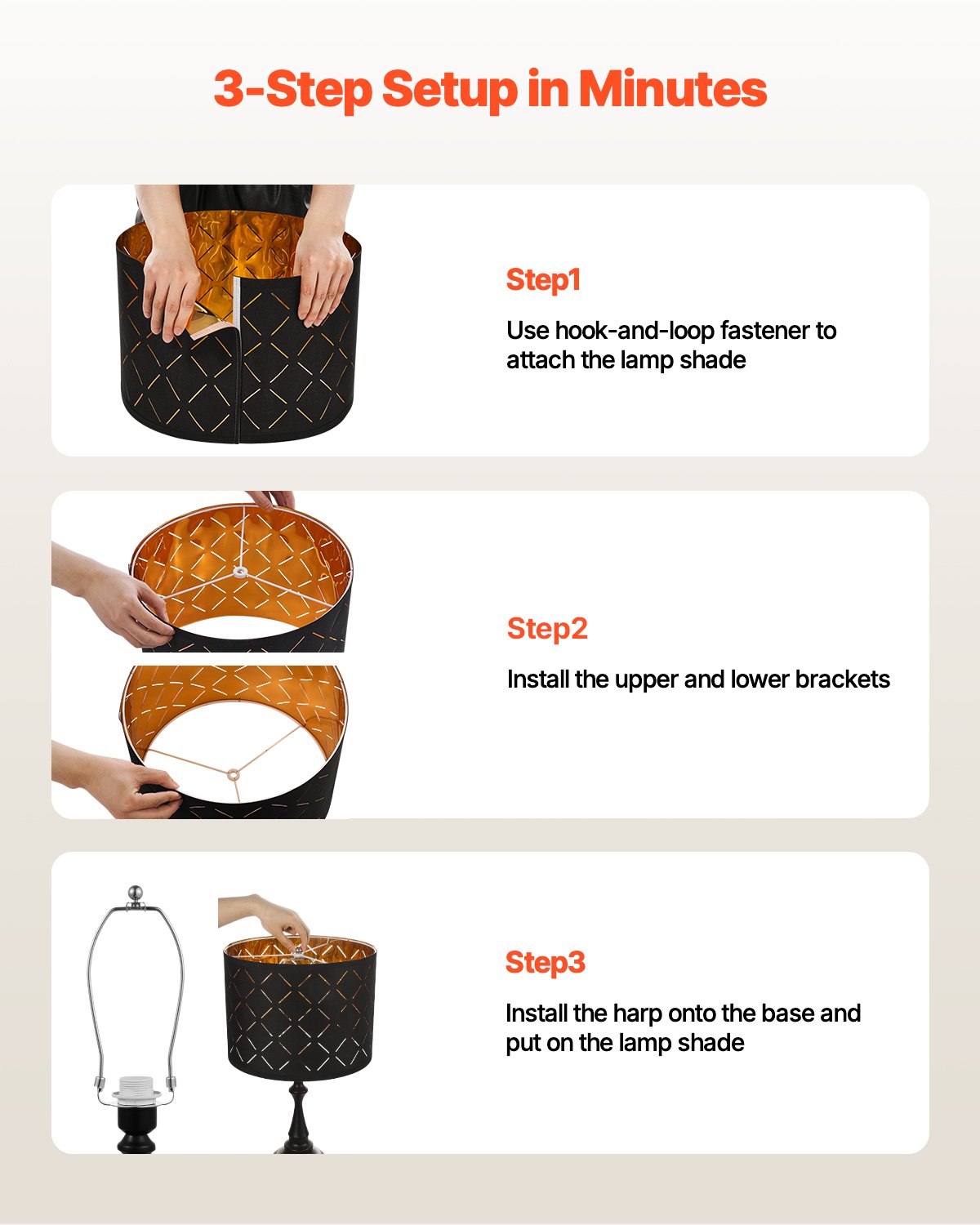 Drum Lamp Shade 2 Set, 33 cm Top x 33 cm Bottom x 25 cm High, Medium Drum Lampshade with Harp, Replacement V952-YZXDZ1310INCEFZ2R001V0