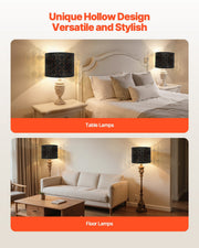 Drum Lamp Shade 2 Set, 33 cm Top x 33 cm Bottom x 25 cm High, Medium Drum Lampshade with Harp, Replacement V952-YZXDZ1310INCEFZ2R001V0