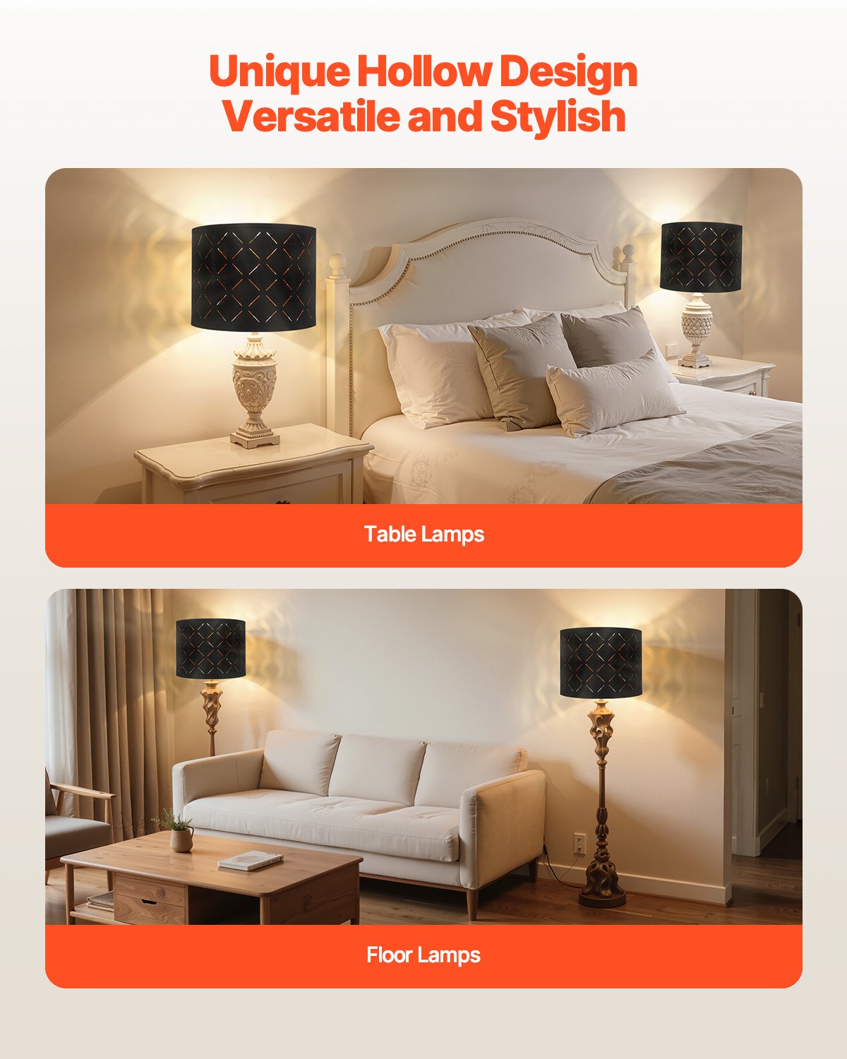 Drum Lamp Shade 2 Set, 33 cm Top x 33 cm Bottom x 25 cm High, Medium Drum Lampshade with Harp, Replacement V952-YZXDZ1310INCEFZ2R001V0