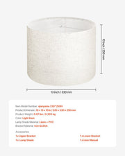 Drum Lamp Shade, 33 cm Top x 33 cm Bottom x 25 cm High, Medium Drum Linen Lampshade, Replacement Lamp Shade V952-YZXDZ1310INCHER8P001V0