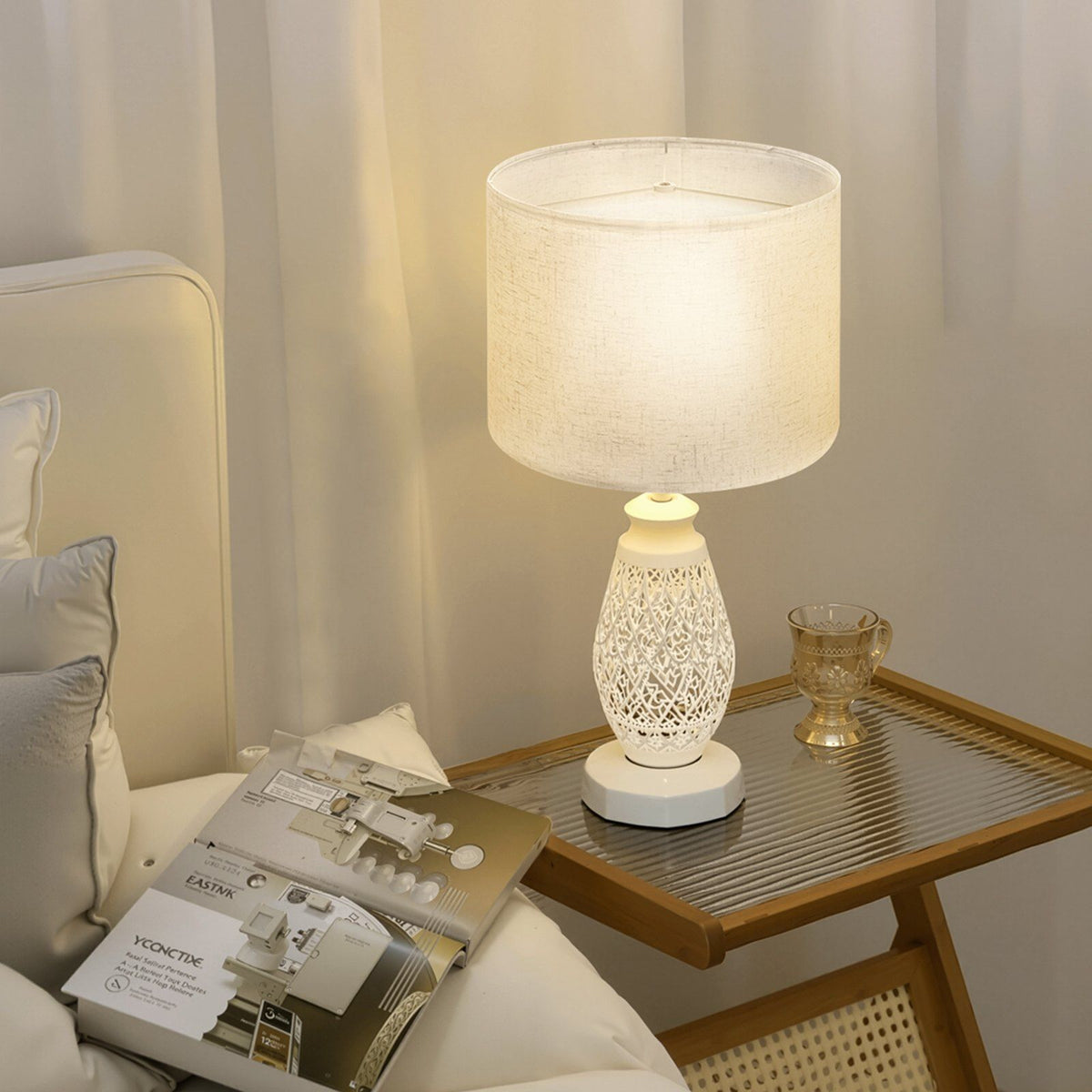 Drum Lamp Shade, 33 cm Top x 33 cm Bottom x 25 cm High, Medium Drum Linen Lampshade, Replacement Lamp Shade V952-YZXDZ1310INCHER8P001V0